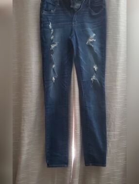 American Eagle Outfitters  Indigo Distressed High Rise  Jeggings Size 12